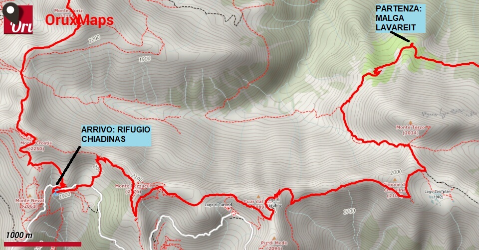 mappa trekking crostis coglians 2